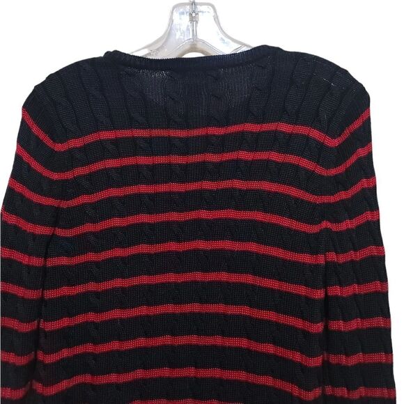Ralph Lauren Women's Black and Red Stripe Sweater Sz Petite Small - Picture 5 of 6